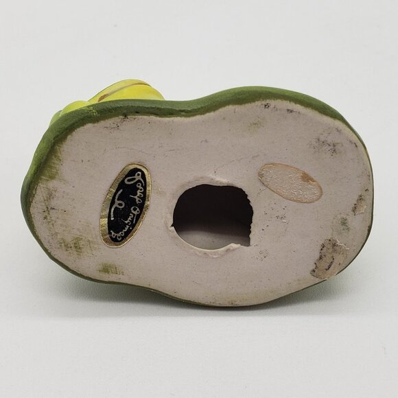 Josef Originals Vintage Ceramic Green Frog on Lily Pad with Snail Figurine - Picture 3 of 8